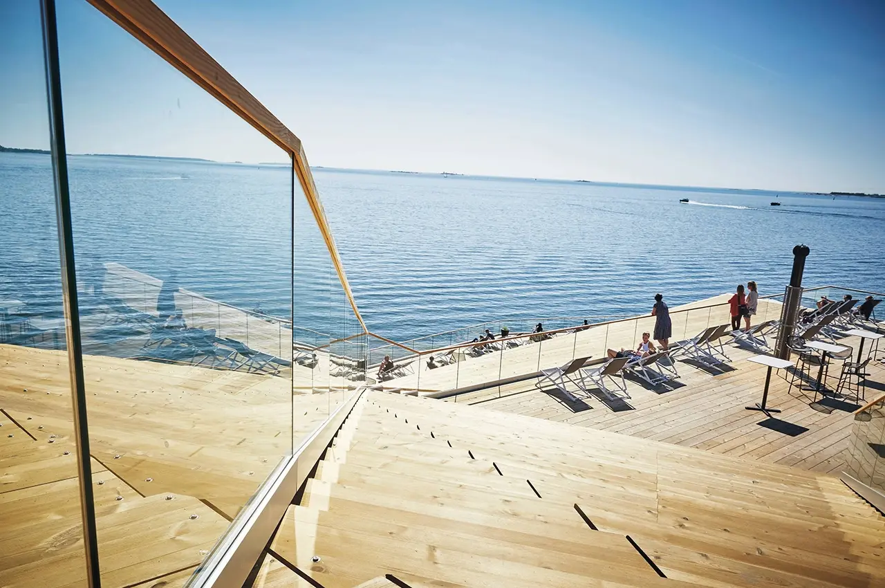 brygga pier with sun loungers