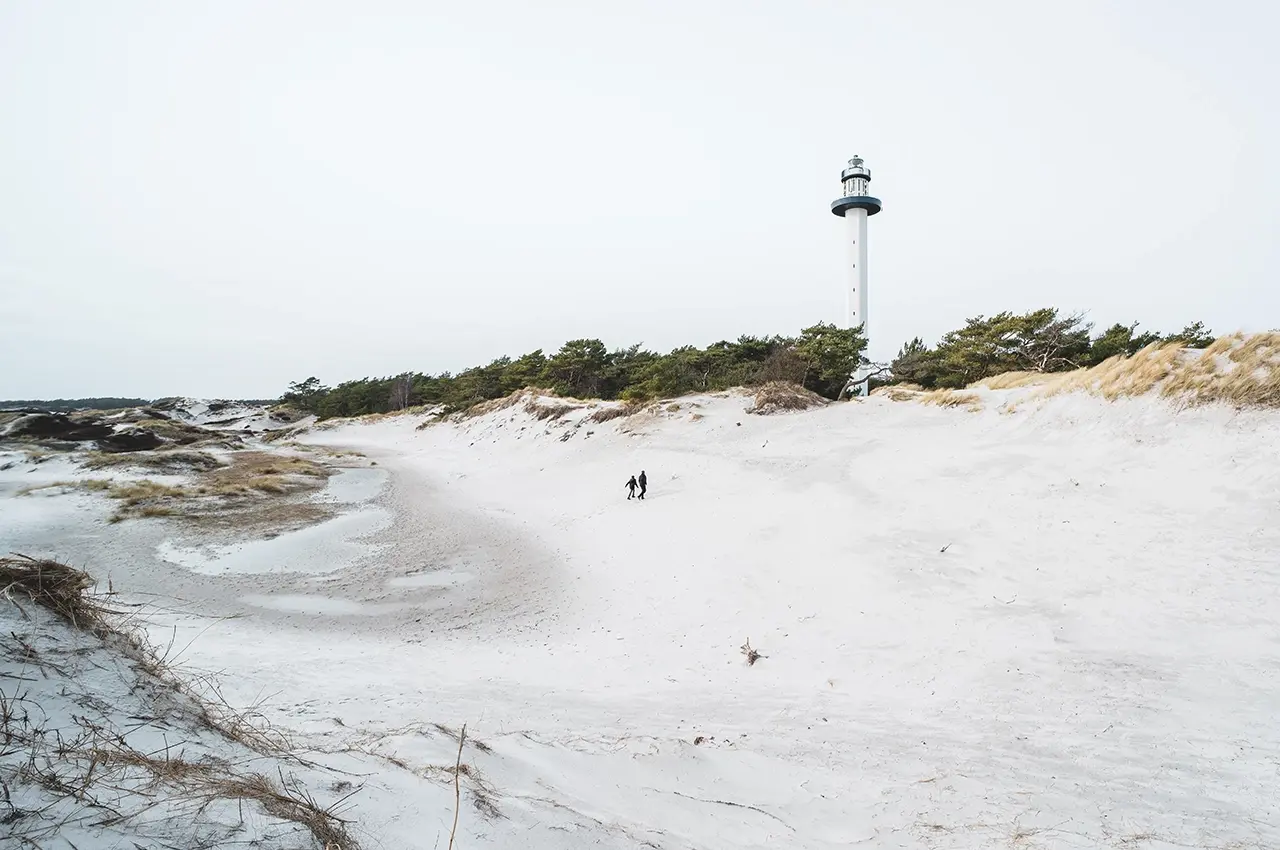 beach-and-lighthouse beach and lighthouse at Bornholm. photo: Stefan Asp